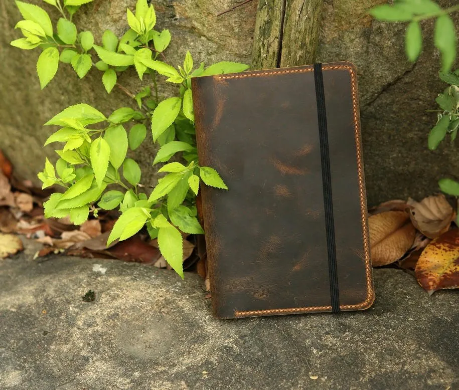 Distressed moleskine leather cover large size
