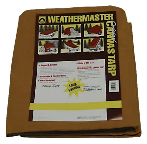 Dize Weathermaster CA1214D Tarpaulin, 14 ft L, 12 ft W, Canvas, Tan :EA: QUANTITY: 1