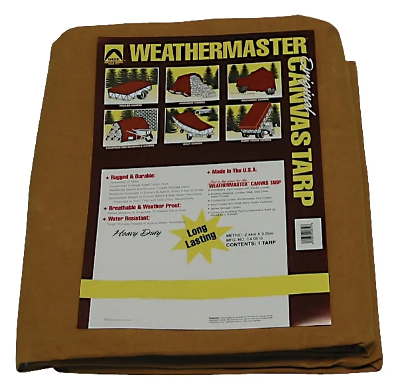 Dize Weathermaster CA1214D Tarpaulin, 14 ft L, 12 ft W, Canvas, Tan :EA: QUANTITY: 1