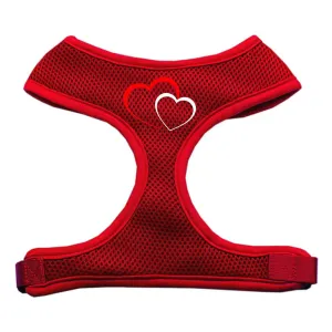 Double Heart Design Soft Mesh Harnesses Red Extra Large
