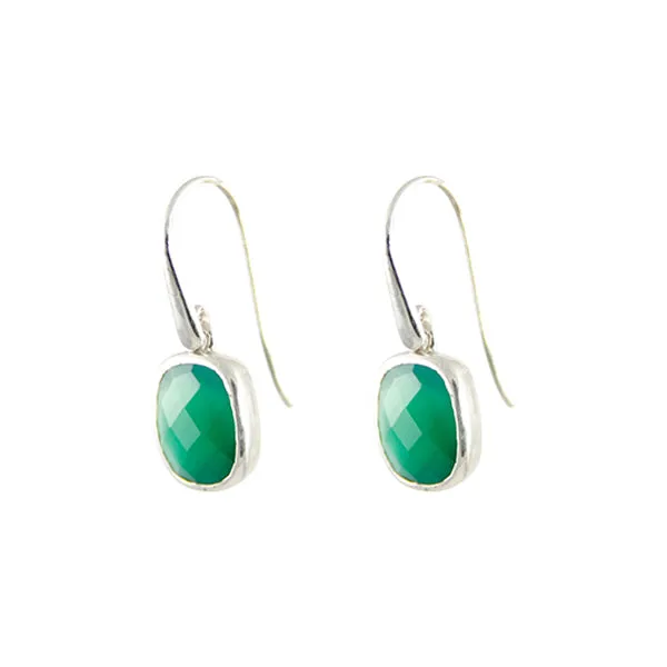 Earrings - Dangle Green Agate Sterling Silver