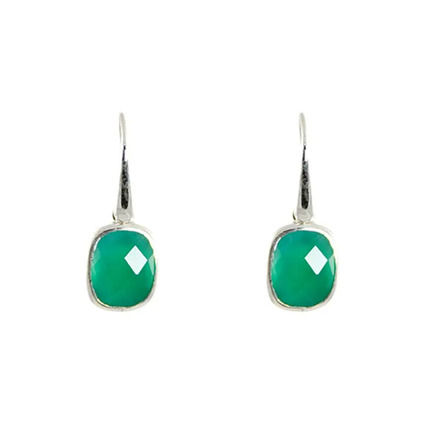 Earrings - Dangle Green Agate Sterling Silver