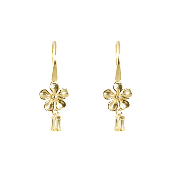 Earrings - Jali -JaJa Ni Flowers Citrine Gold Plated Sterling Silver
