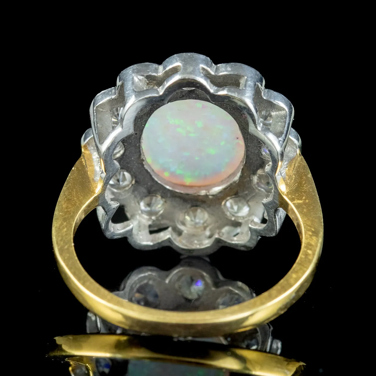 Edwardian Style Opal Cz Daisy Cluster Ring 5.5ct Opal