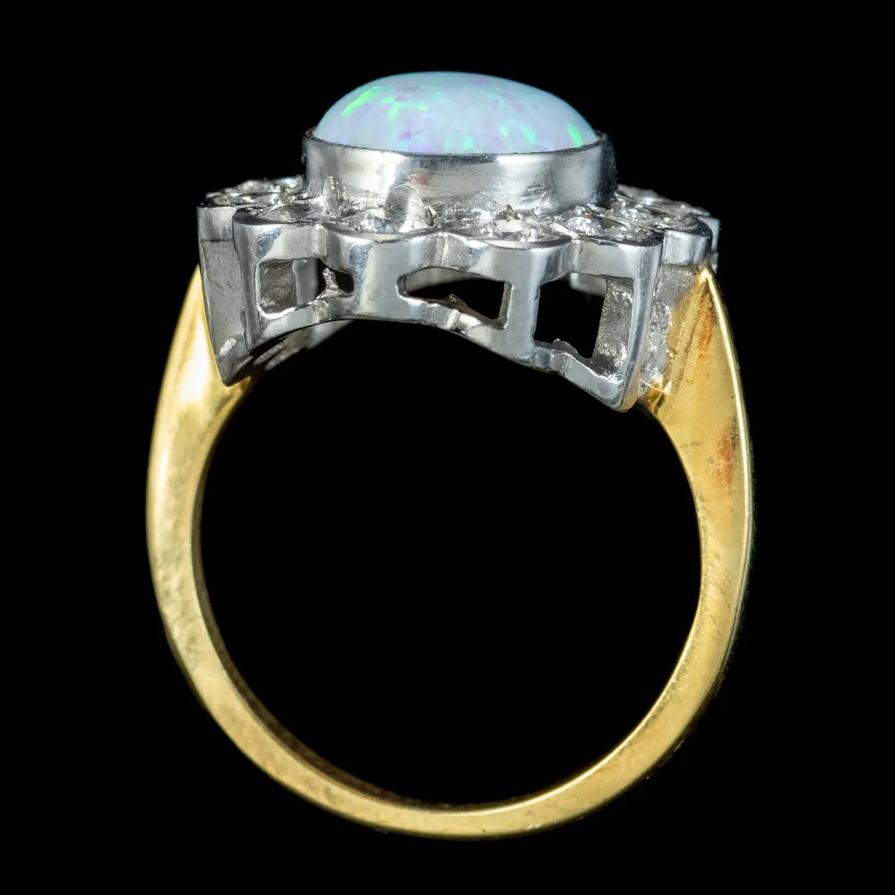 Edwardian Style Opal Cz Daisy Cluster Ring 5.5ct Opal