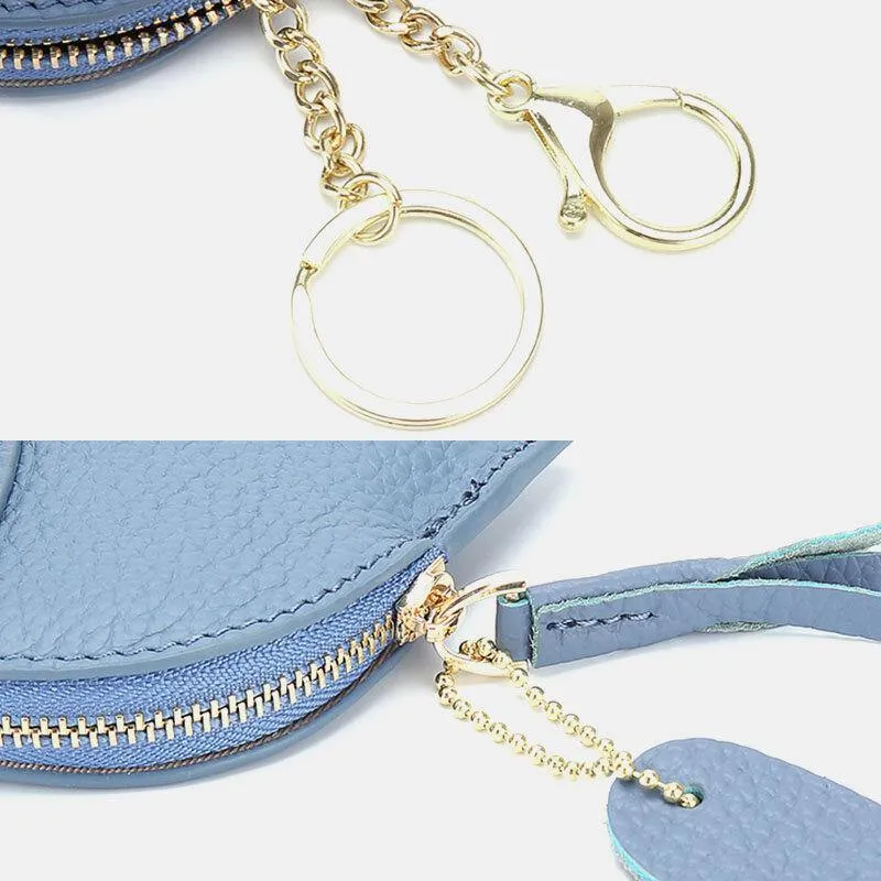elvesmall Women Genuine Leather Casual Cute Animal Elephant Pattern Mini Keychain Coin Bag Storage Bag