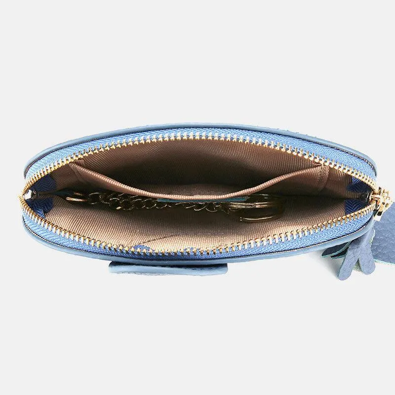 elvesmall Women Genuine Leather Casual Cute Animal Elephant Pattern Mini Keychain Coin Bag Storage Bag
