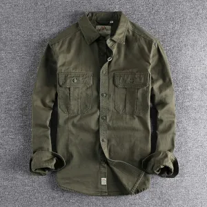 Fashion Wash n-style uniform long-sleeved shirt men's double pockets casual youth jacket thin coat