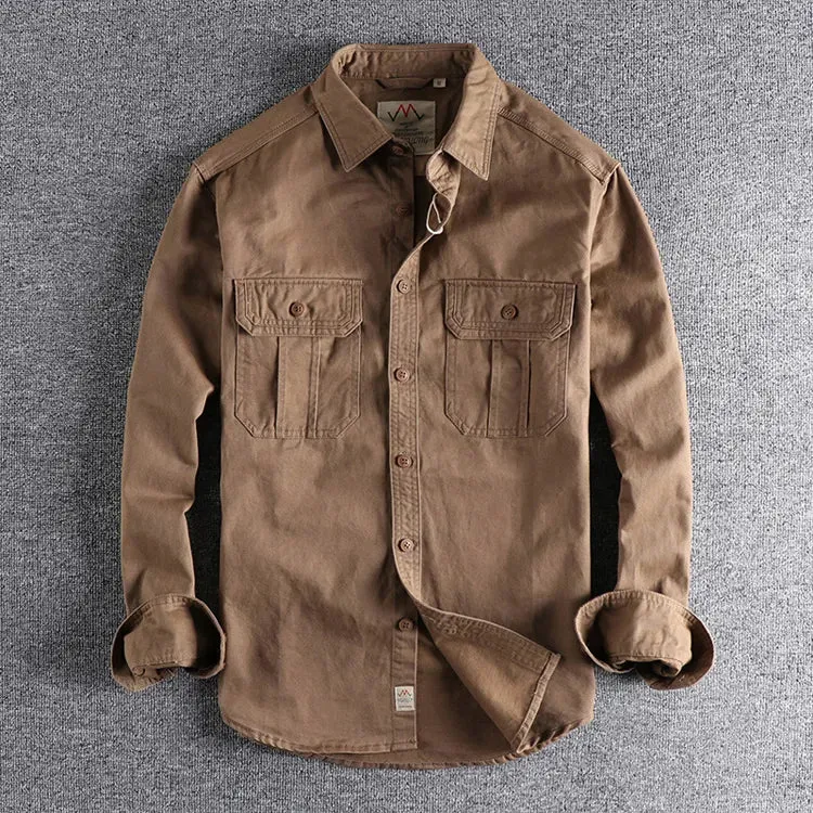 Fashion Wash n-style uniform long-sleeved shirt men's double pockets casual youth jacket thin coat