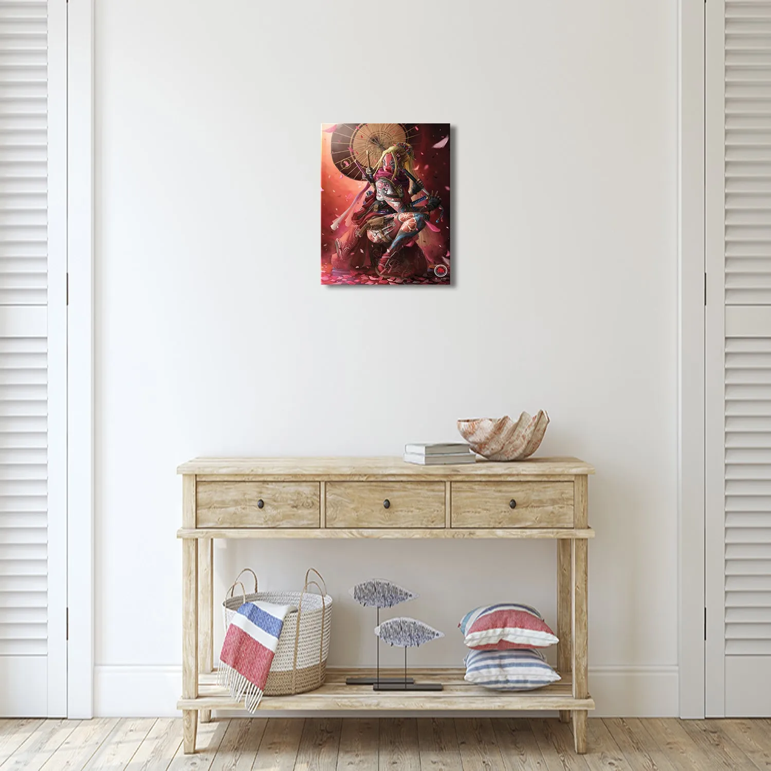 Female Samurai Warrior with Tattoo Canvas Wall Art