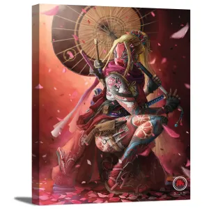 Female Samurai Warrior with Tattoo Canvas Wall Art