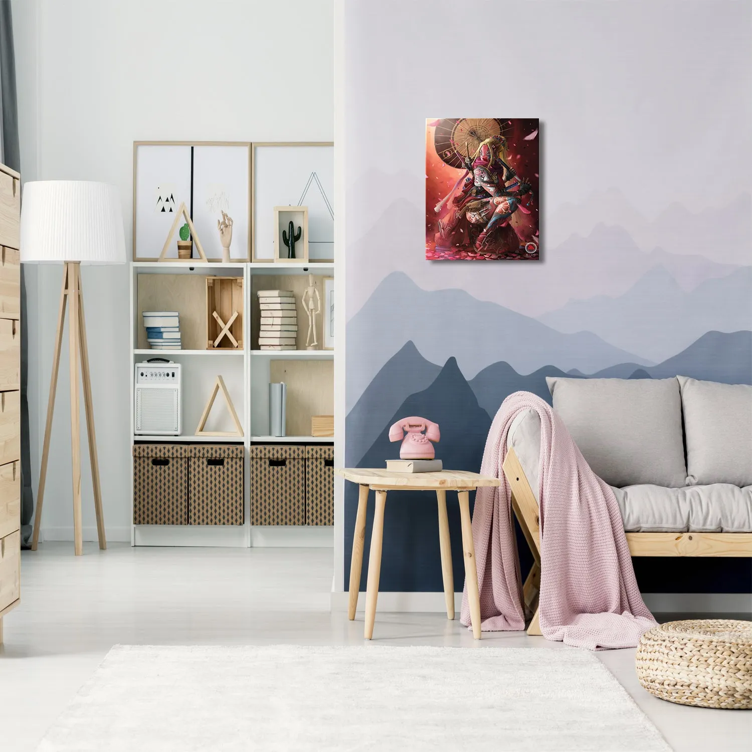 Female Samurai Warrior with Tattoo Canvas Wall Art
