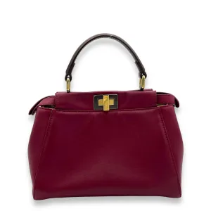 Fendi Peekaboo Mini Red Top Handle Bag in Calfskin, Gold hardware C2411-002220CH