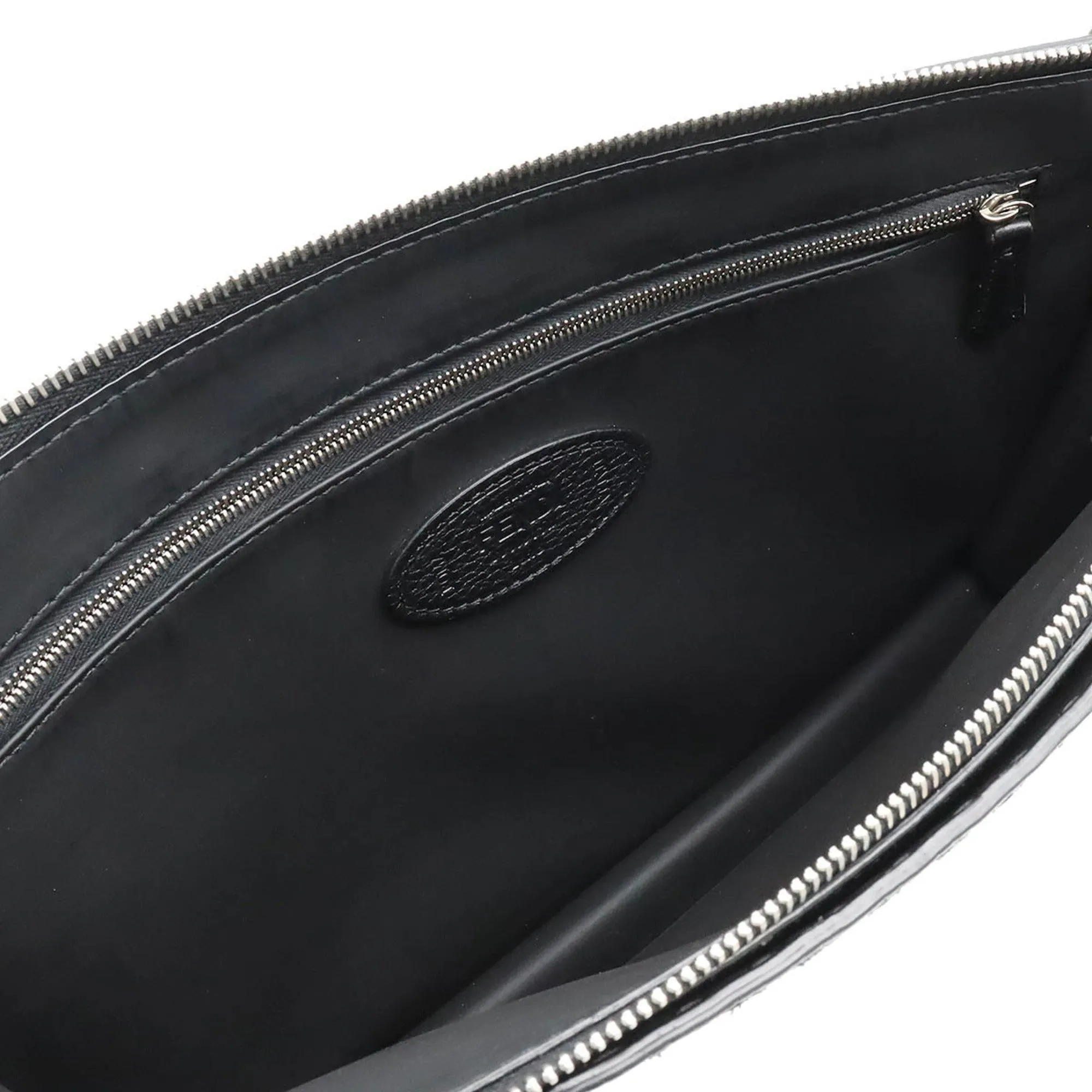 FENDI Selleria Stitch FF Clutch Bag bag Leather Black 7V99