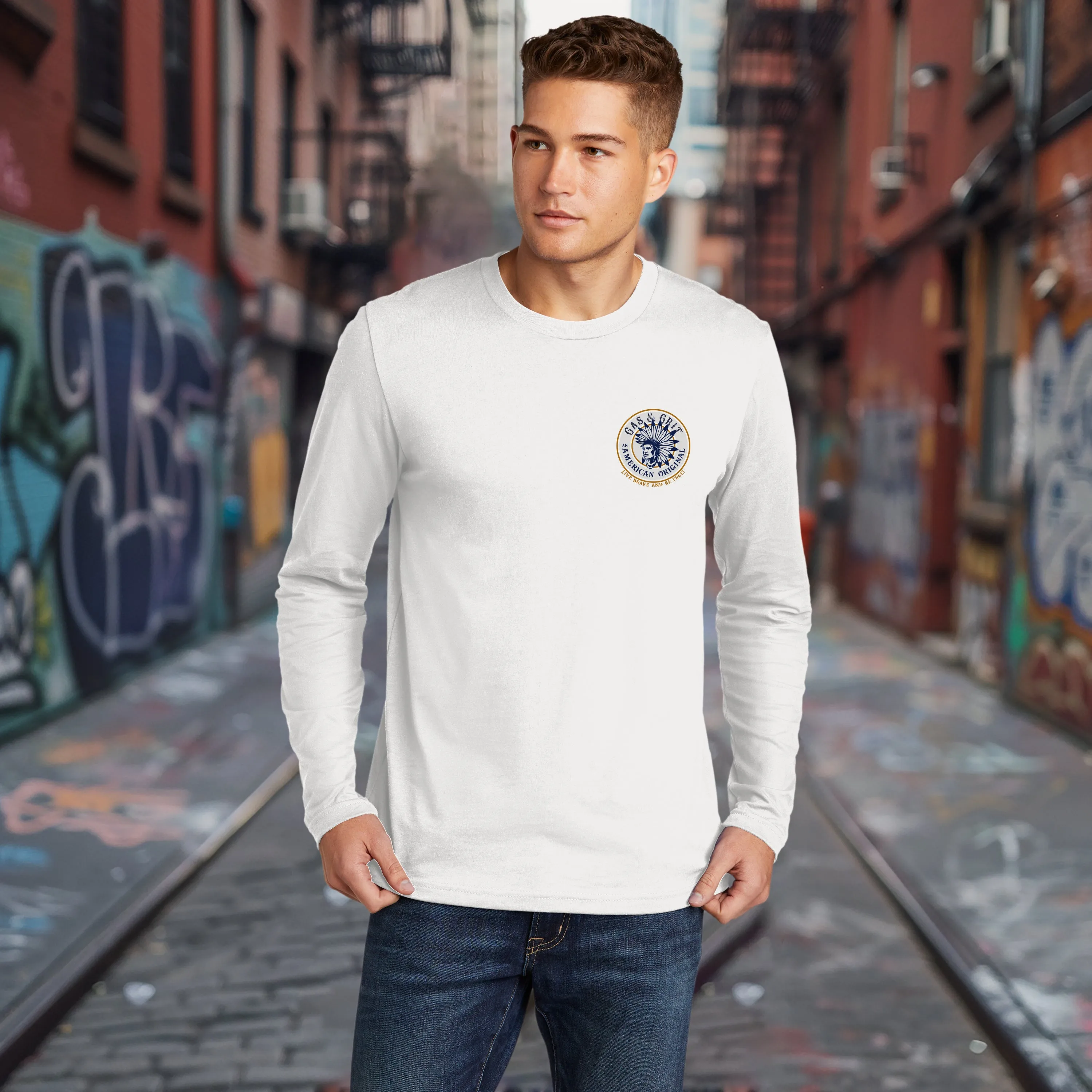 First American Long Sleeve Tee (White)