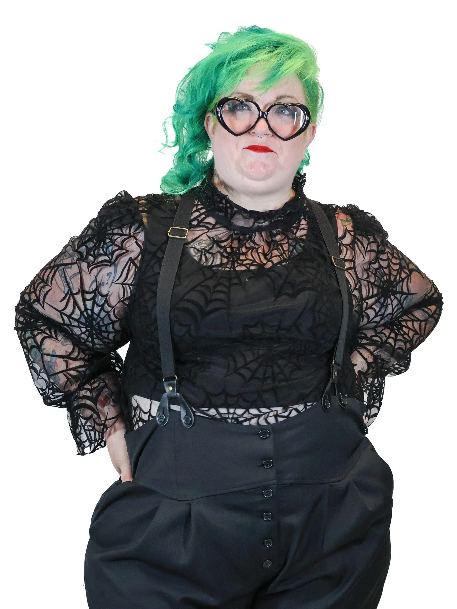 Flocked Spiderweb Donna Blouse