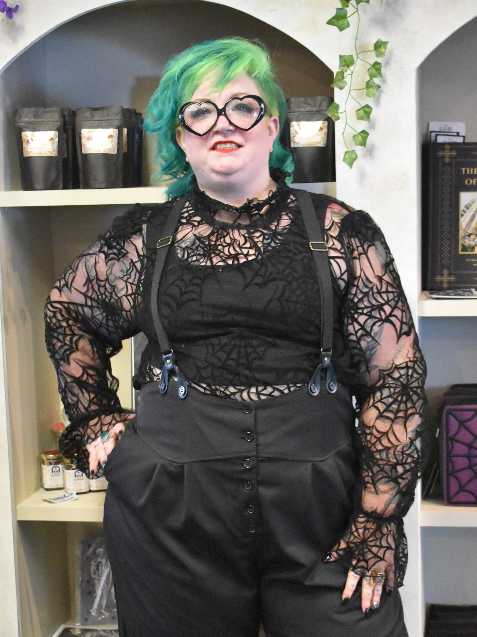 Flocked Spiderweb Donna Blouse