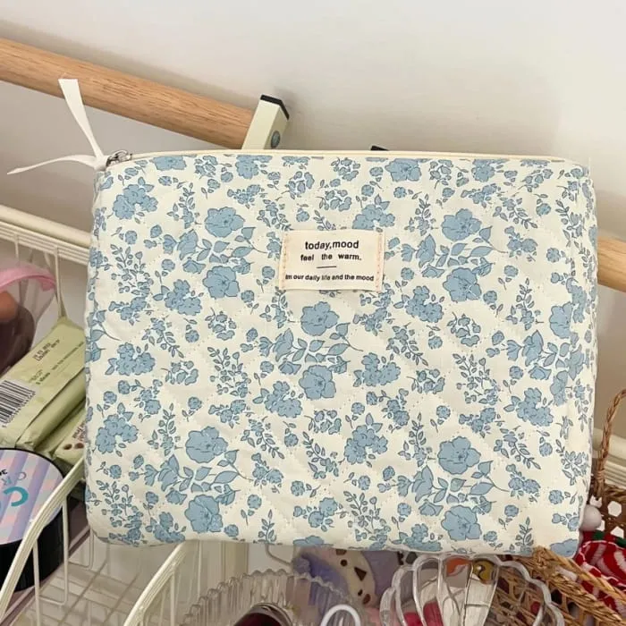 Floral Fabric Pouch / Makeup Bag / Clutch