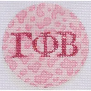 Gamma Phi Leopard 3" Round Canvas