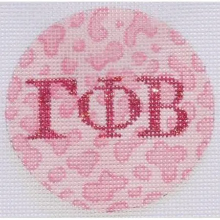 Gamma Phi Leopard 3" Round Canvas