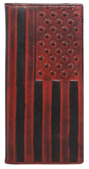Genuine Leather Embossed American Flag Men's Wallet