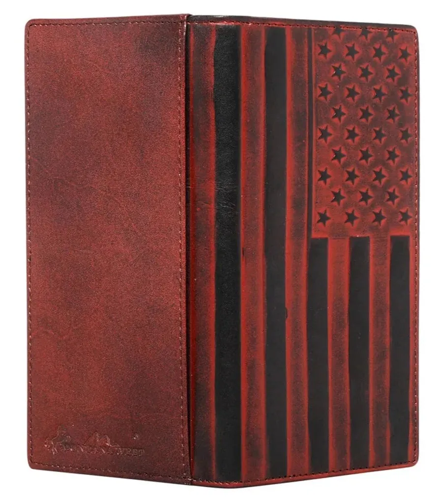 Genuine Leather Embossed American Flag Men's Wallet