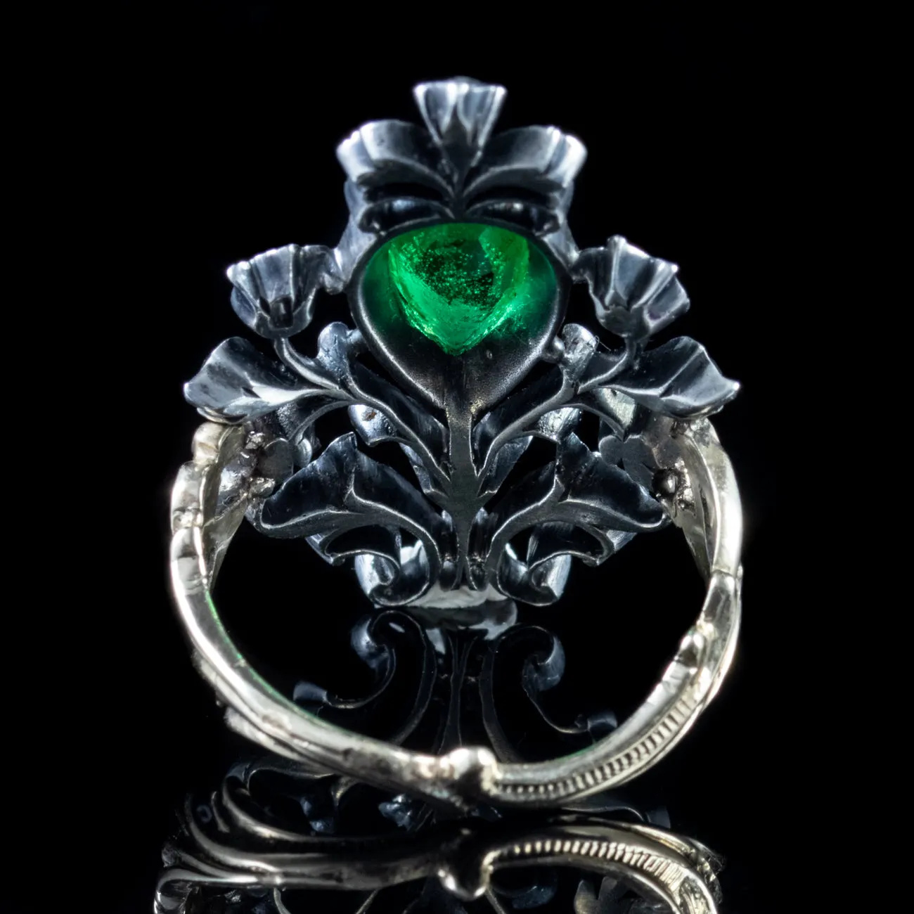 Georgian Fleur De Lis Paste Ring 18Ct Gold Silver