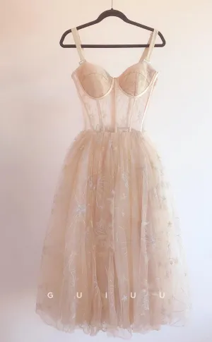 GH673 - Chic & Modern Ball Gown Detachable Straps Sheer Homecoming Dress