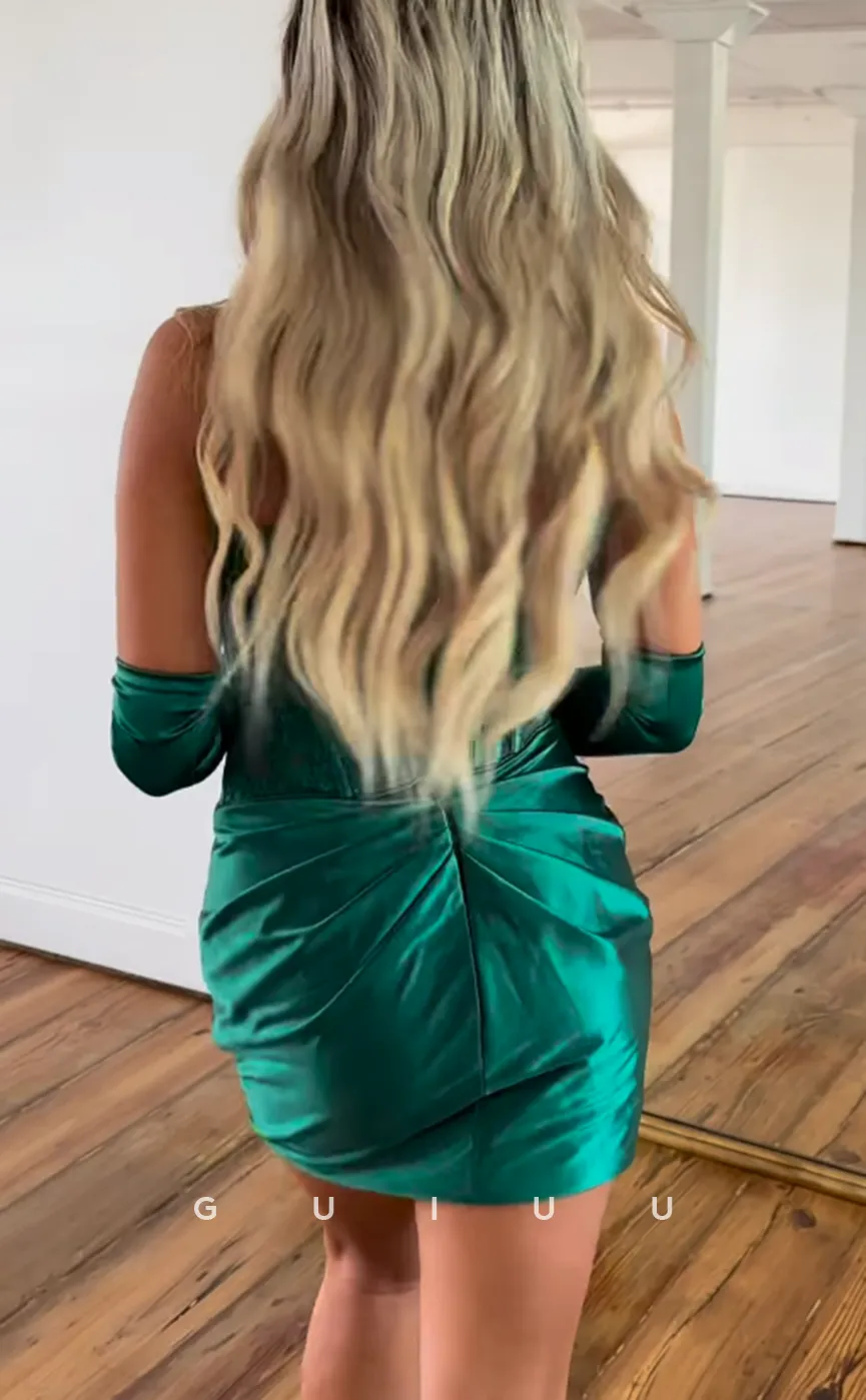 GH699 - Sexy & Hot Strapless Ruched Applique Homecoming Dress For Black Women
