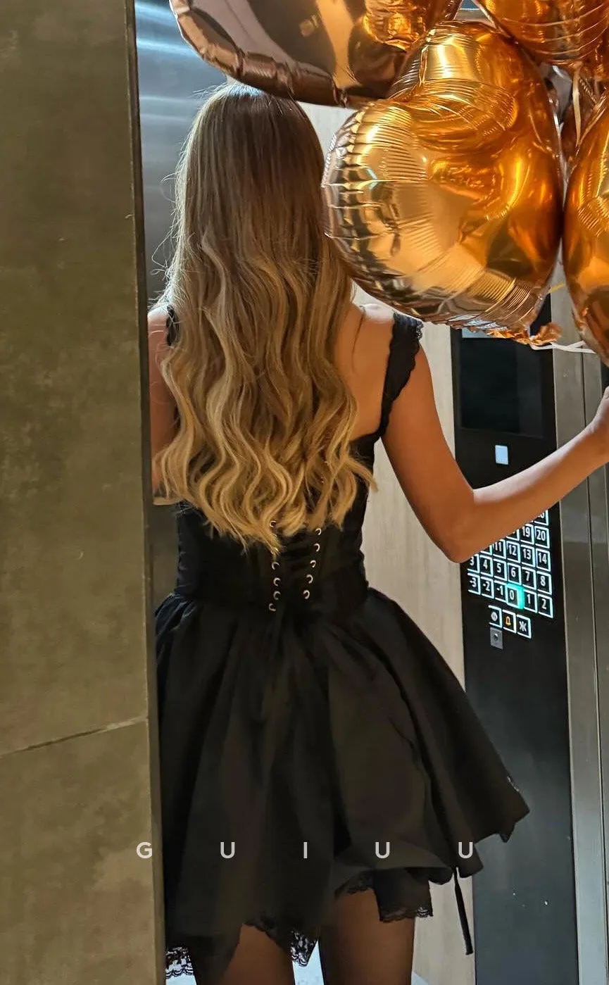GH869 - Sexy & Hot A-Line Sweetheart Neck Straps Sleeveless Homecoming Dress