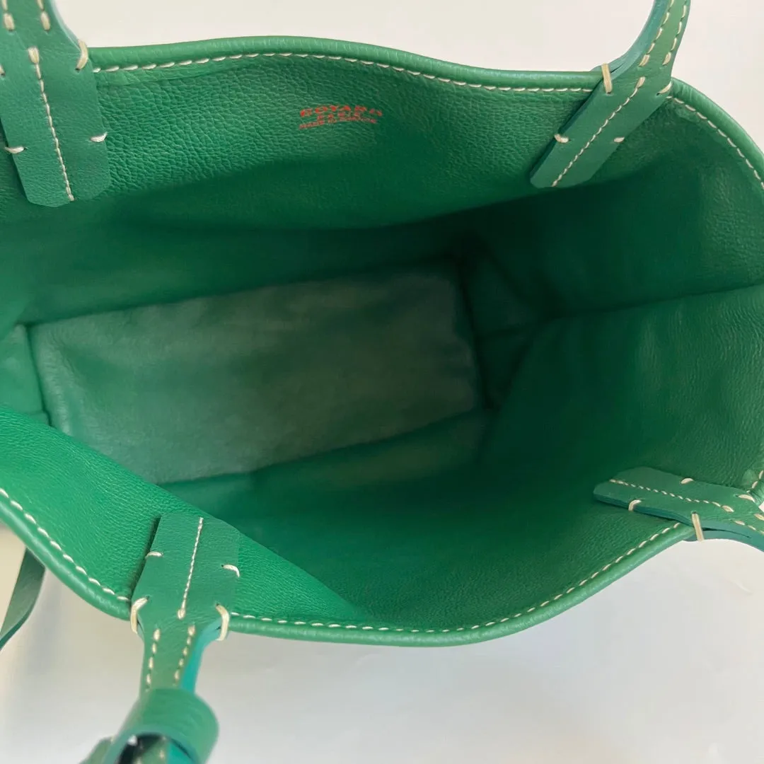 Goyard Green Anjou Mini Tote Bag Silver Hardware