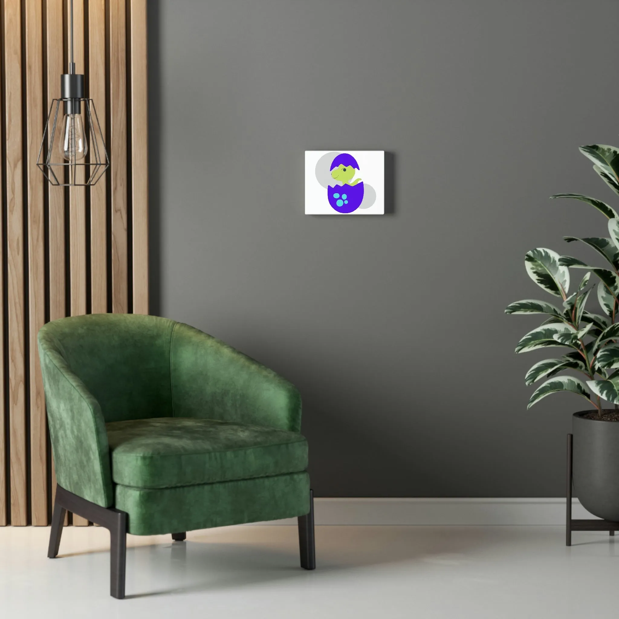 Green and Purple Dinosaur Egg Stretched Canvas
