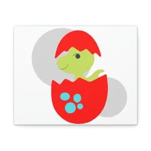 Green and Red Dinosaur Egg Stretched Canvas
