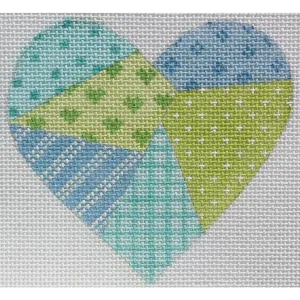 Green Patchwork Heart Canvas