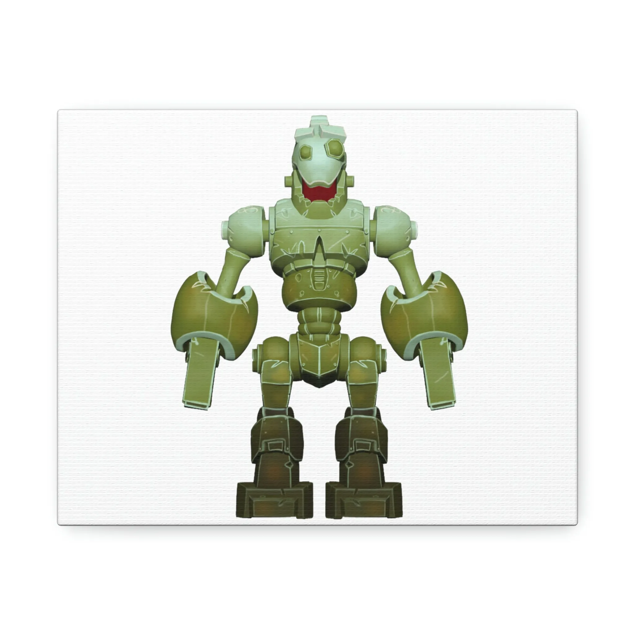 Green Robot Stretched Canvas