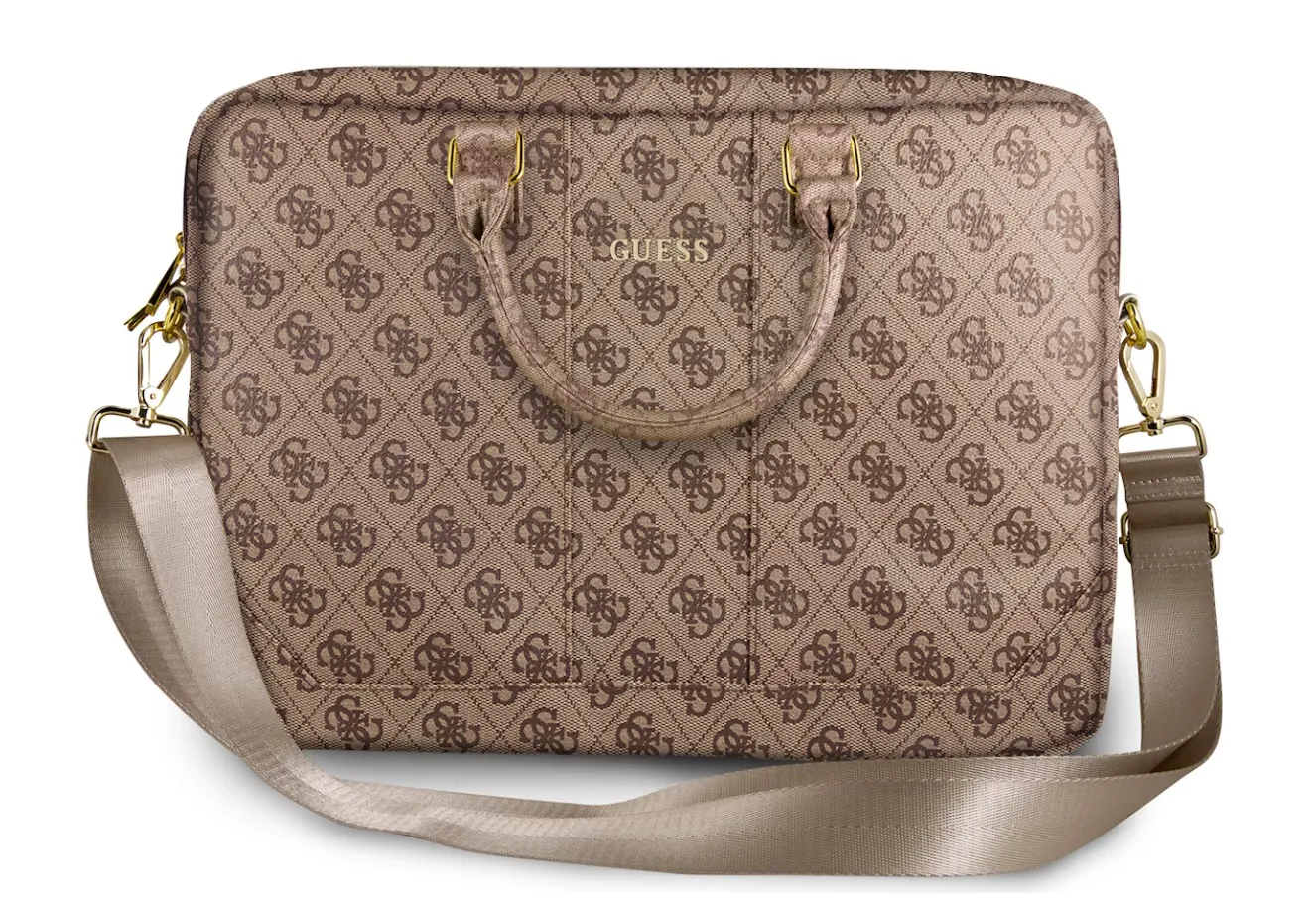 Guess - 4G Uptown 16" Notebook Case Protective Sleeve MacBook / Laptop   Shoulder Strap (GUCB154GB) - Brown