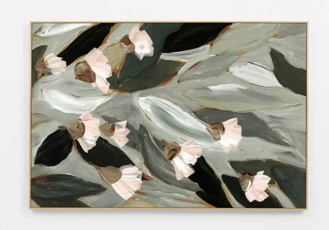 Gum Flower Portrait Dark Canvas Print | Oak Frame