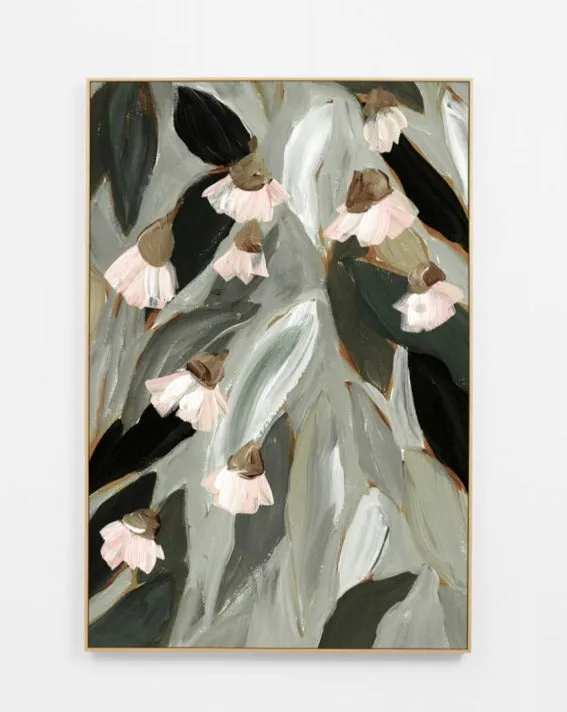 Gum Flower Portrait Dark Canvas Print | Oak Frame