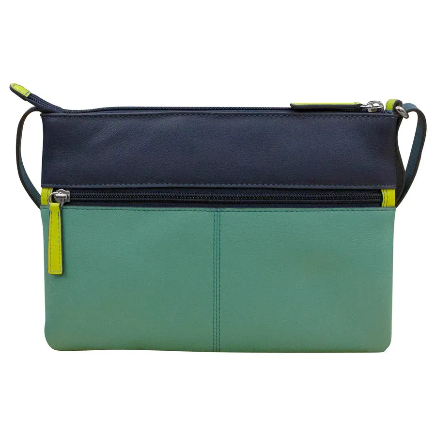 Handbag Double Zip Crossbody Bag Serenity Multi Leather RFID Blocking 6028