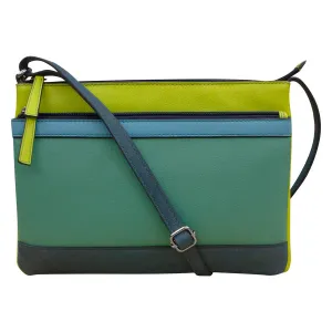 Handbag Double Zip Crossbody Bag Serenity Multi Leather RFID Blocking 6028