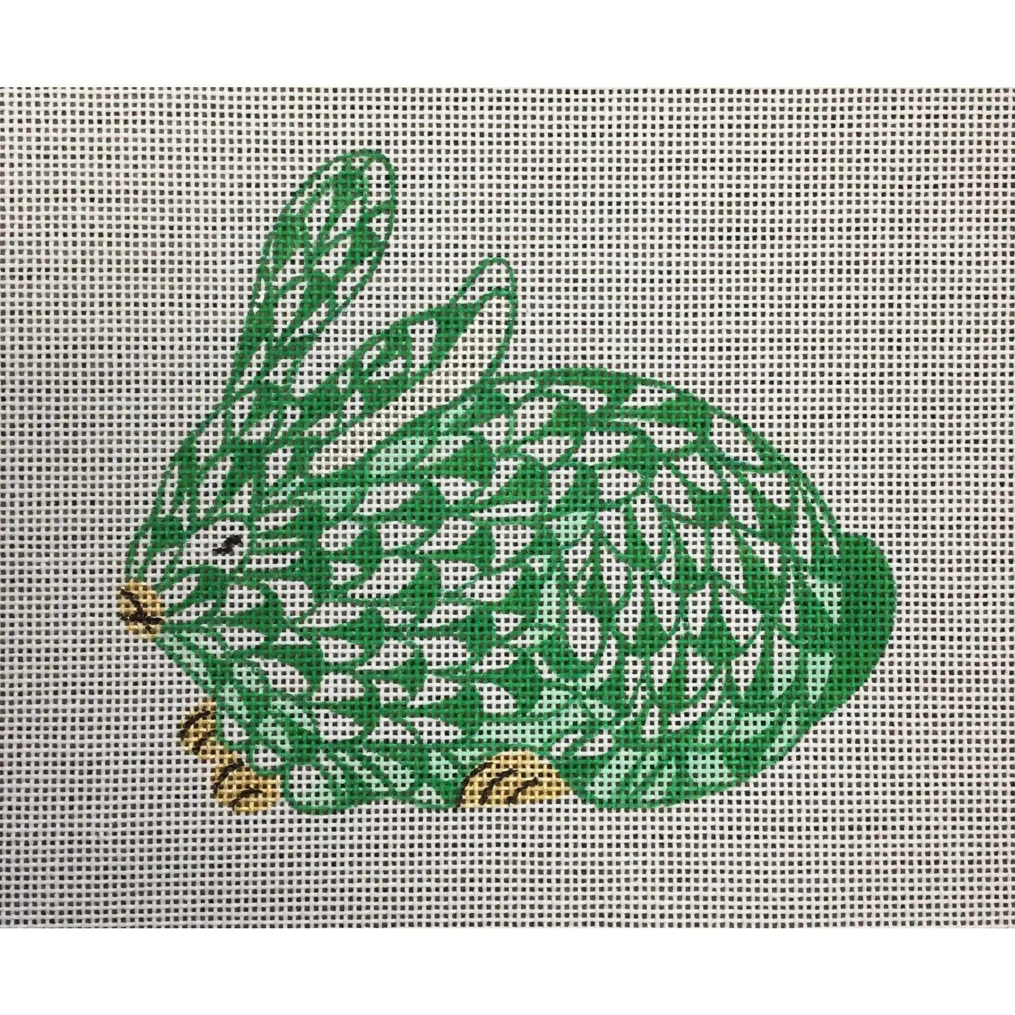 Herend Green Bunny Needlepoint Ornament Canvas