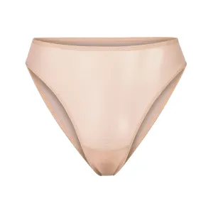 HIGH CUT MESH BIKINI BRIEF | CLAY