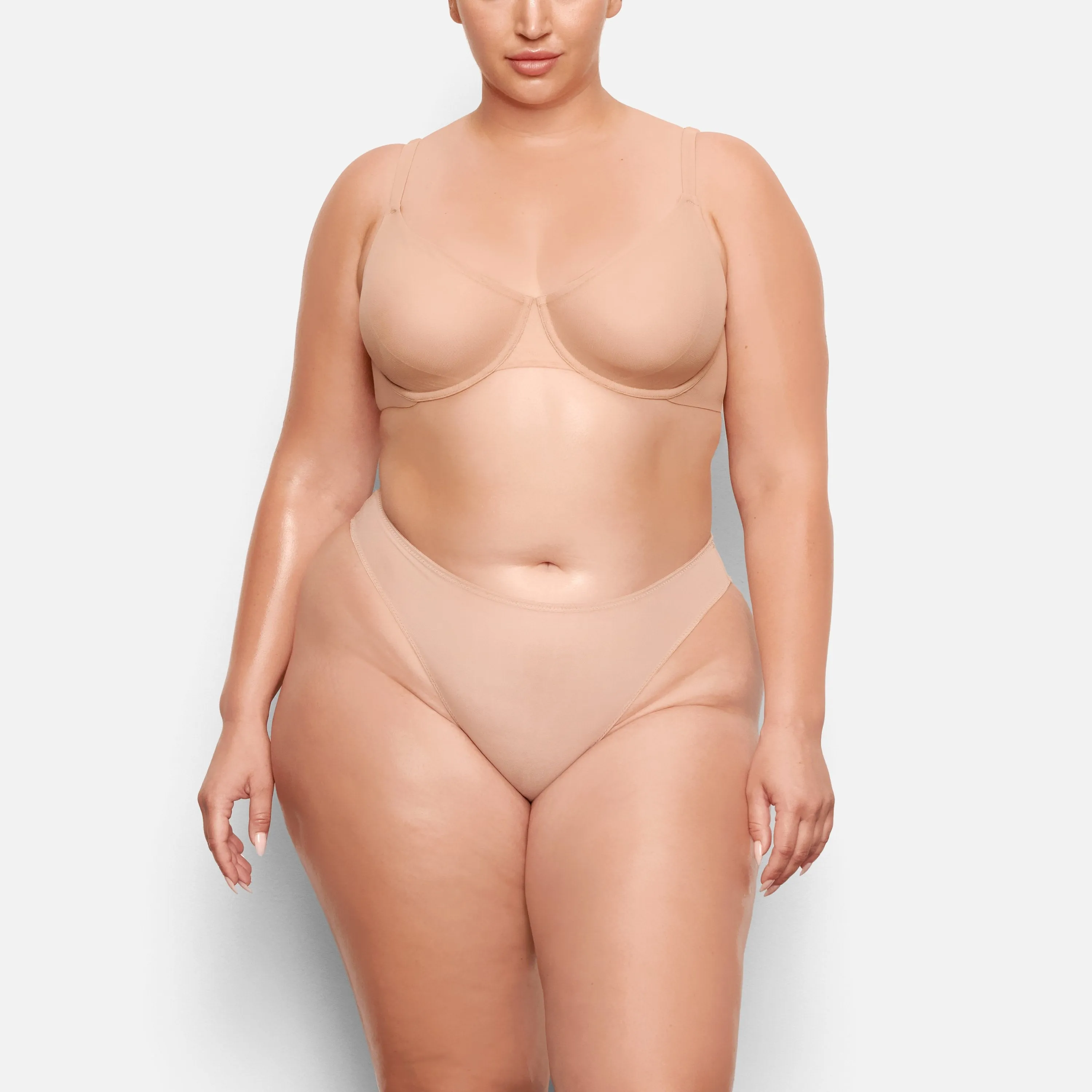 HIGH CUT MESH BIKINI BRIEF | CLAY