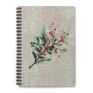 Holly Sprig Spiral Notebook - Lined Rule: Festive Nature-Inspired Design