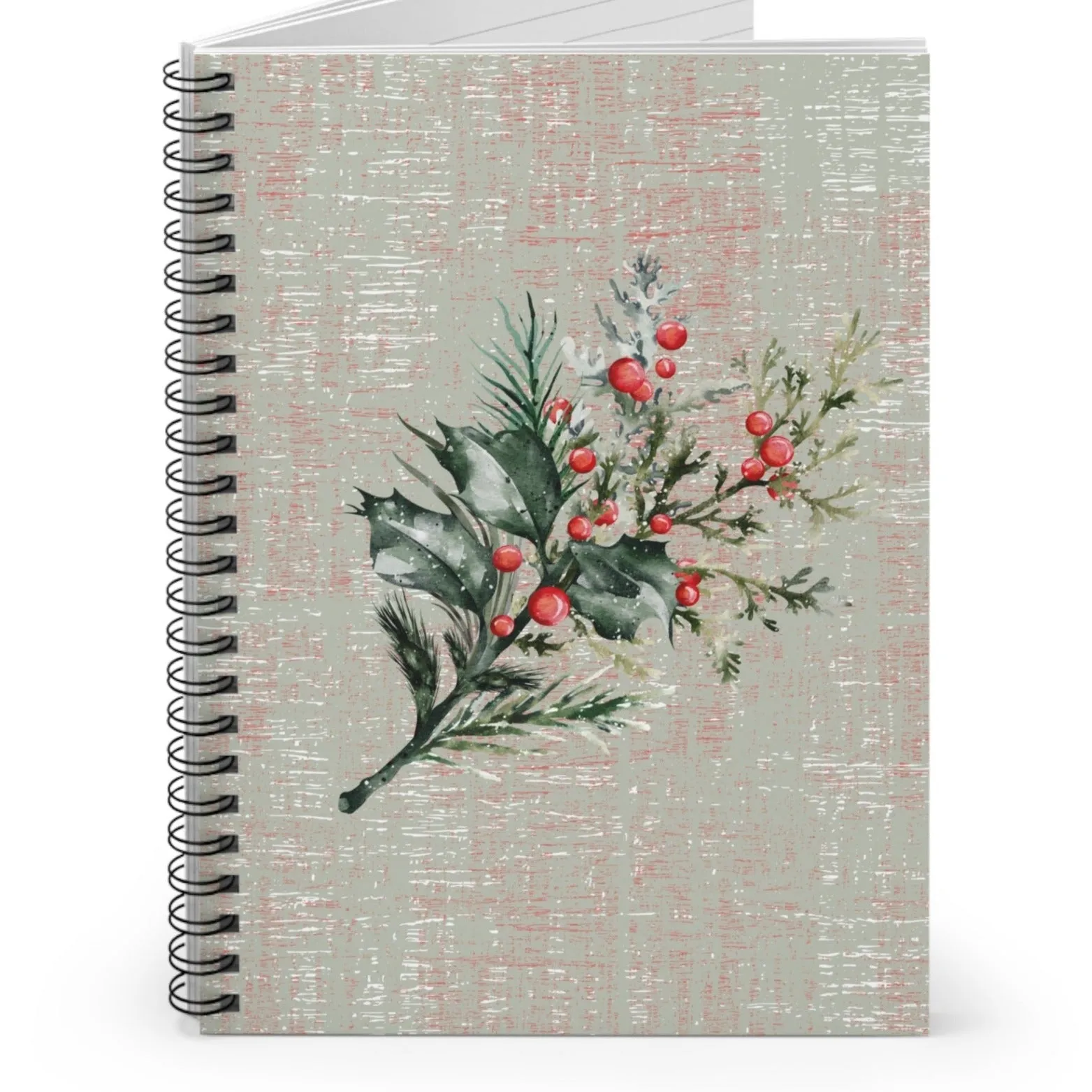 Holly Sprig Spiral Notebook - Lined Rule: Festive Nature-Inspired Design