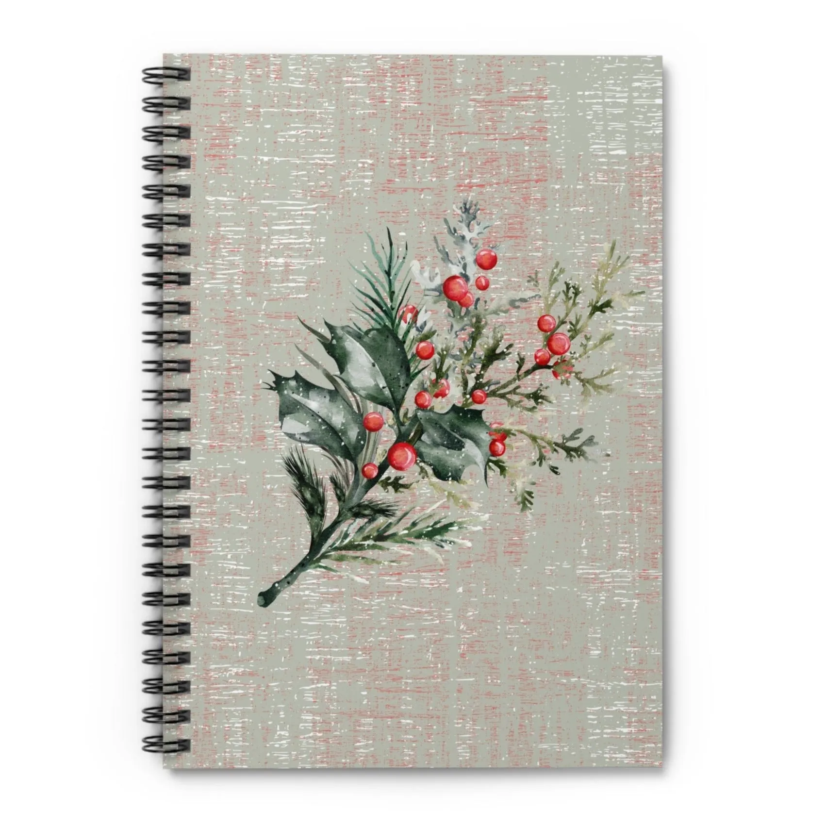 Holly Sprig Spiral Notebook - Lined Rule: Festive Nature-Inspired Design