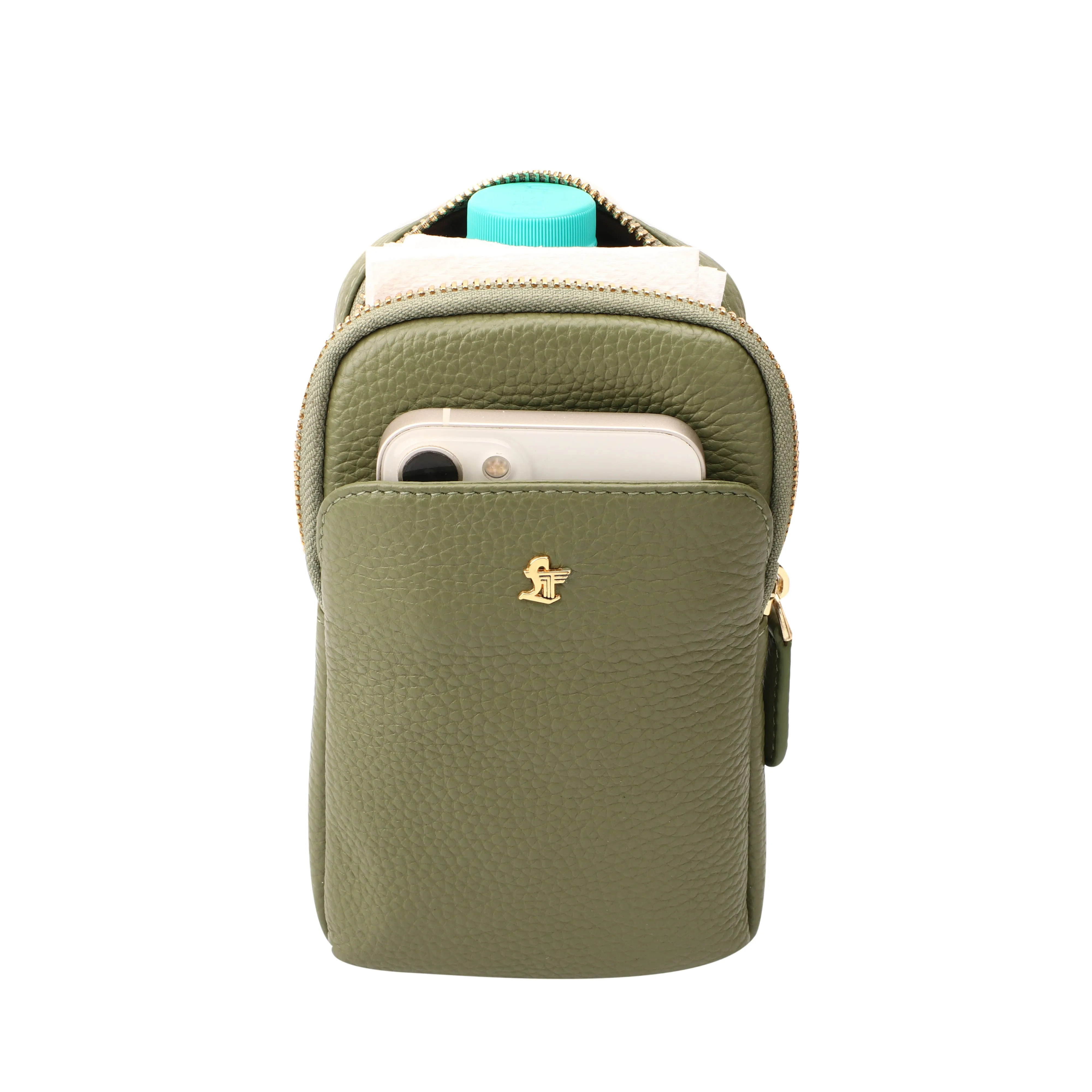 Hydra - Mobile Sling Bag for Women |  Genuine Leather Mobile Pouch | Color: Cherry & Green