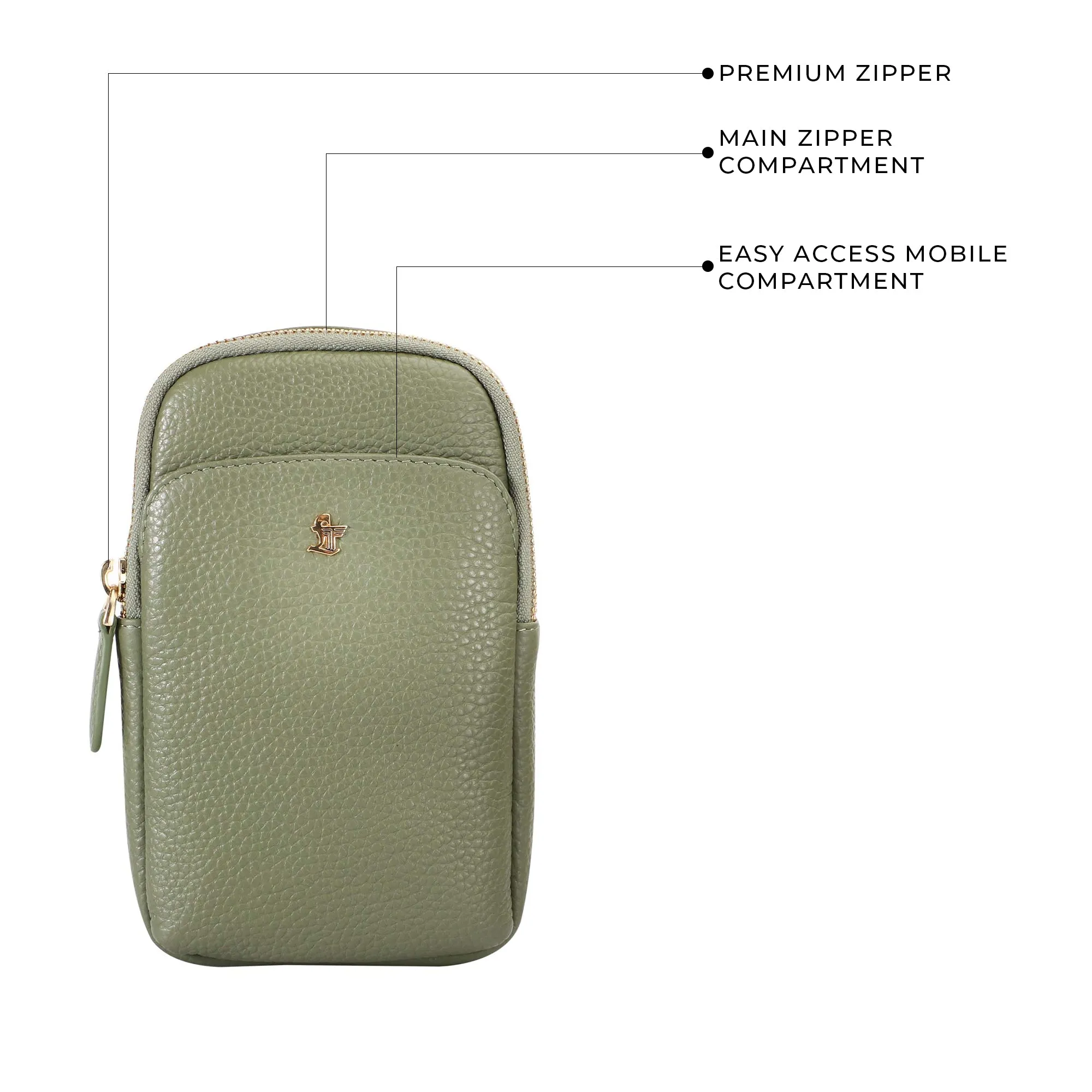 Hydra - Mobile Sling Bag for Women |  Genuine Leather Mobile Pouch | Color: Cherry & Green