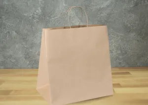 Kraft Paper Bag with Handle (250pcs) | Large Take-Out Bag | 12" x 12" x 7" | Twist Handle