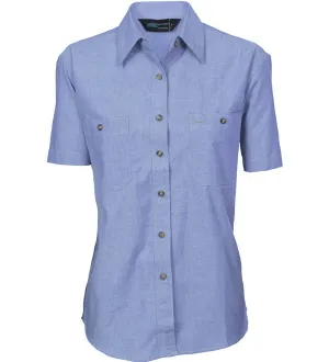 Ladies Cotton Chambray Short Sleeve Shirt